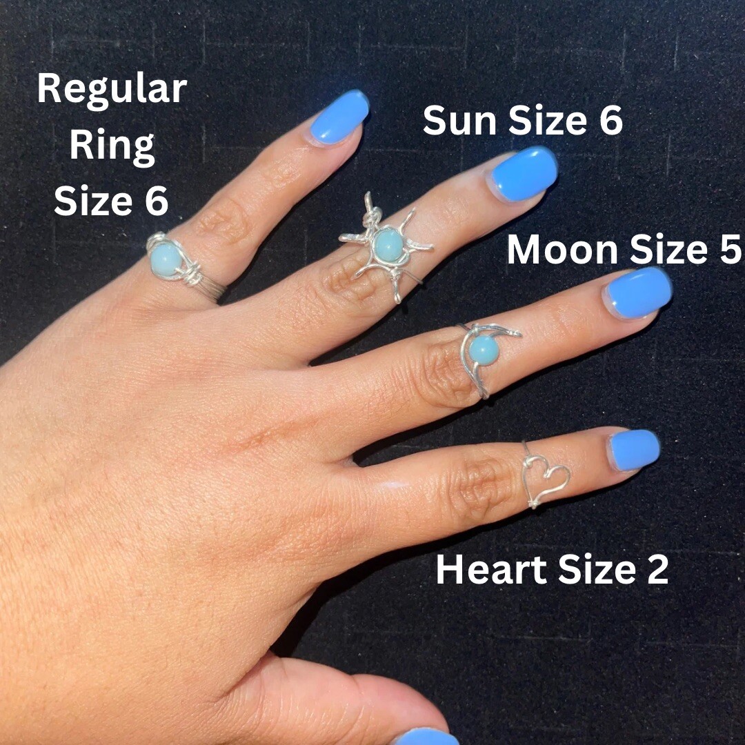 Natural Stone Bead Rings – Amazonite – 4 Rings Total As Per The Picture