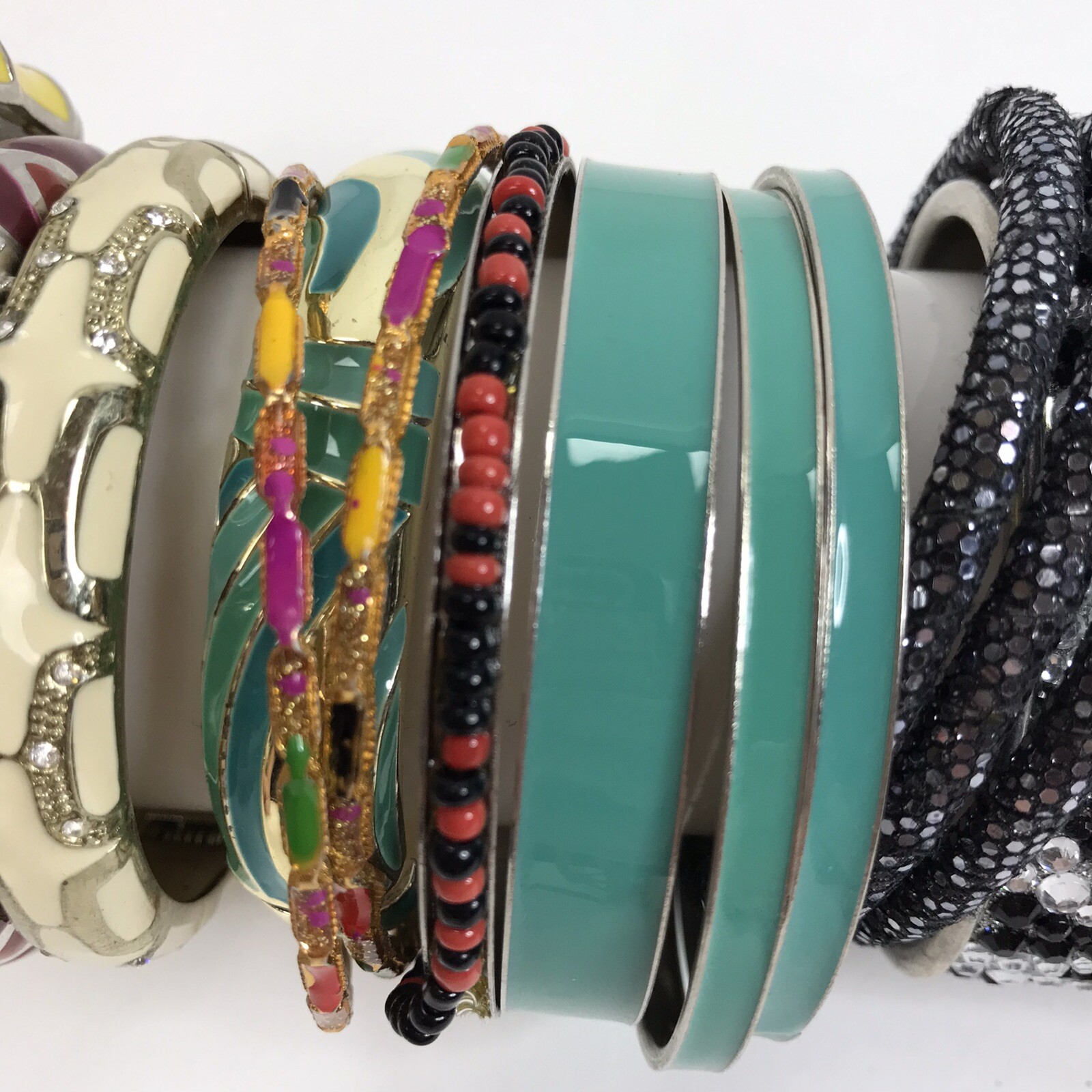 Bracelet Lot Bangles Enamel Plastic mixed materials colorful Vintage to mod boho