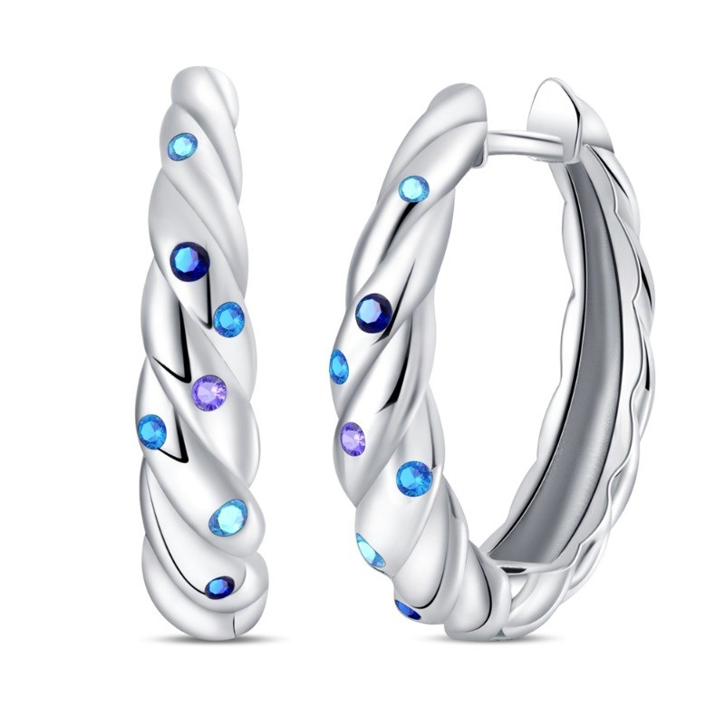 PANDACH 925 Sterling Silver French Hoop Earrings 15mm Women Jewelry Gifts Party