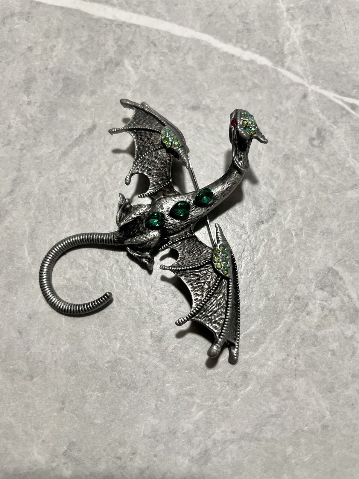 PEWTER GREY MYTHICAL DRAGON NEW BROOCH PIN GOT ANIMAL BROOCHES 7cm Badge