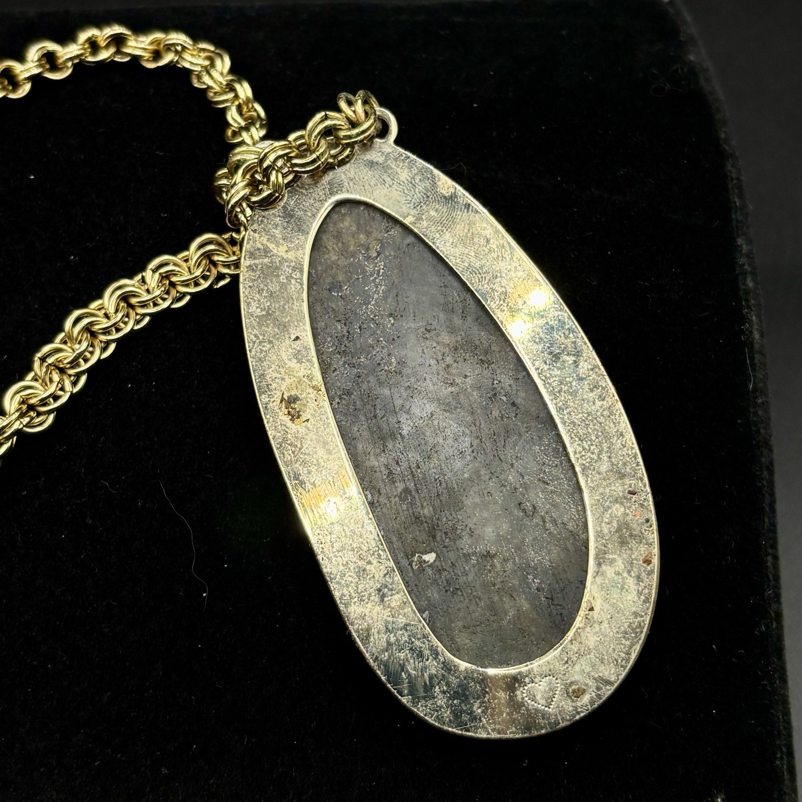 Stella & Dot Leona Necklace Gold Tone Large Labradorite Statement Pendant 18.5”