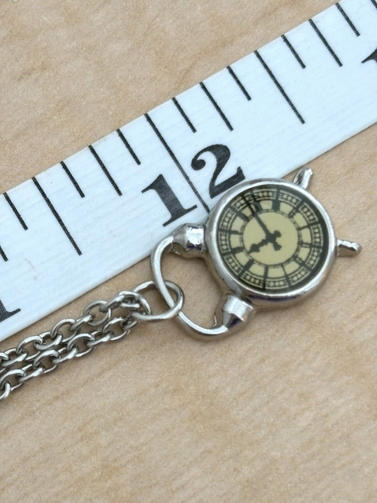 Clock Pendant Necklace/ Chain Measures 23 In Total Length