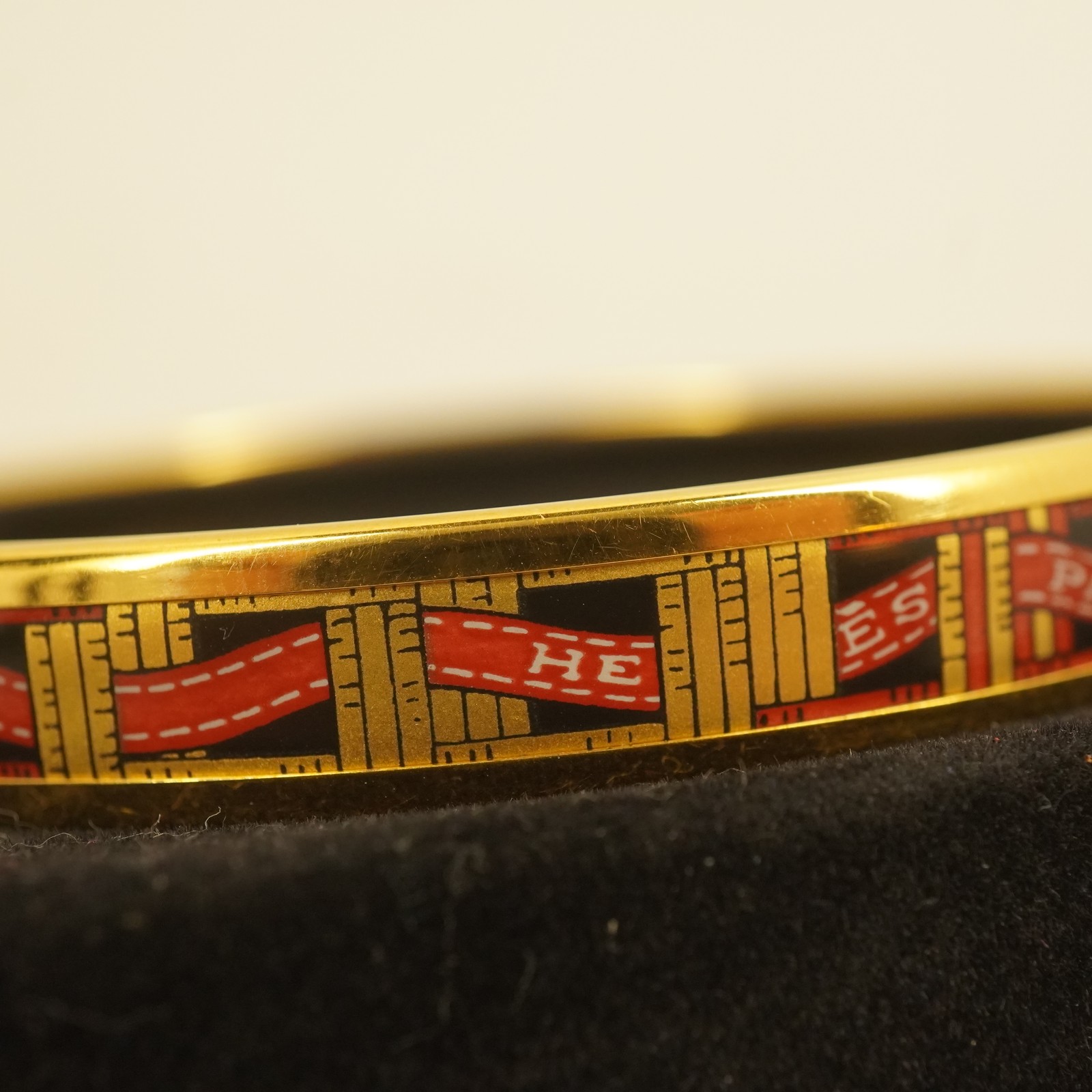 Hermes “Emaille” Gold Plated Enamel Bangle Bracelet in OG Box Size 70mm