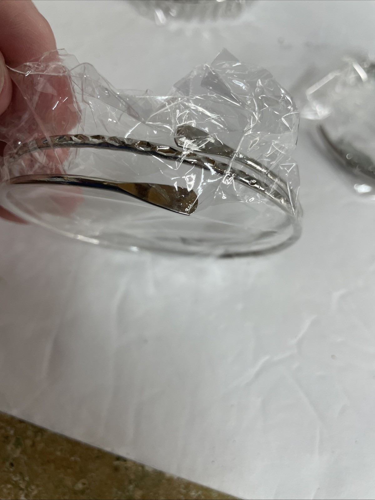 10 Bangle Silver Toned Bracelets Stackable Adjustable Alloy