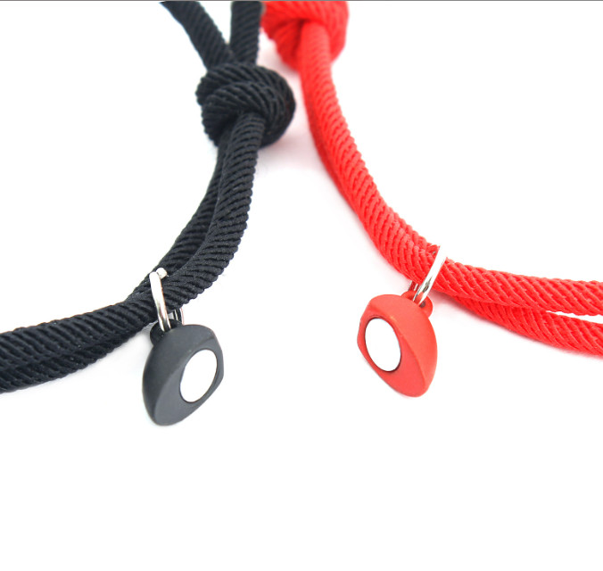 2Pcs Heart Couple Bracelet Set Magnetic Love Matching Magnet Relationship Rope