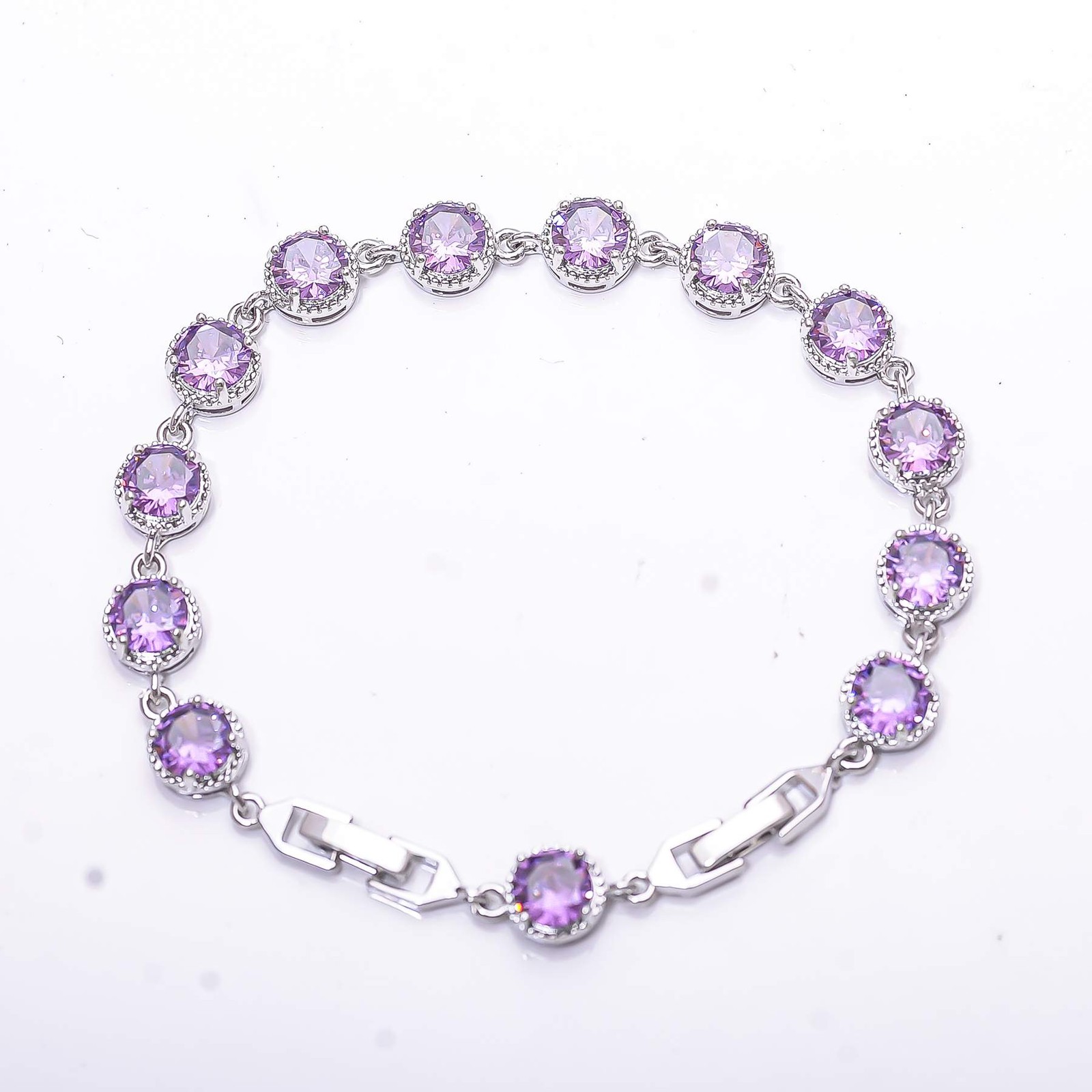 Purple Amethyst 925 Sterling Silver Tennis Bracelet 7.99″, Christmas Gift B69912