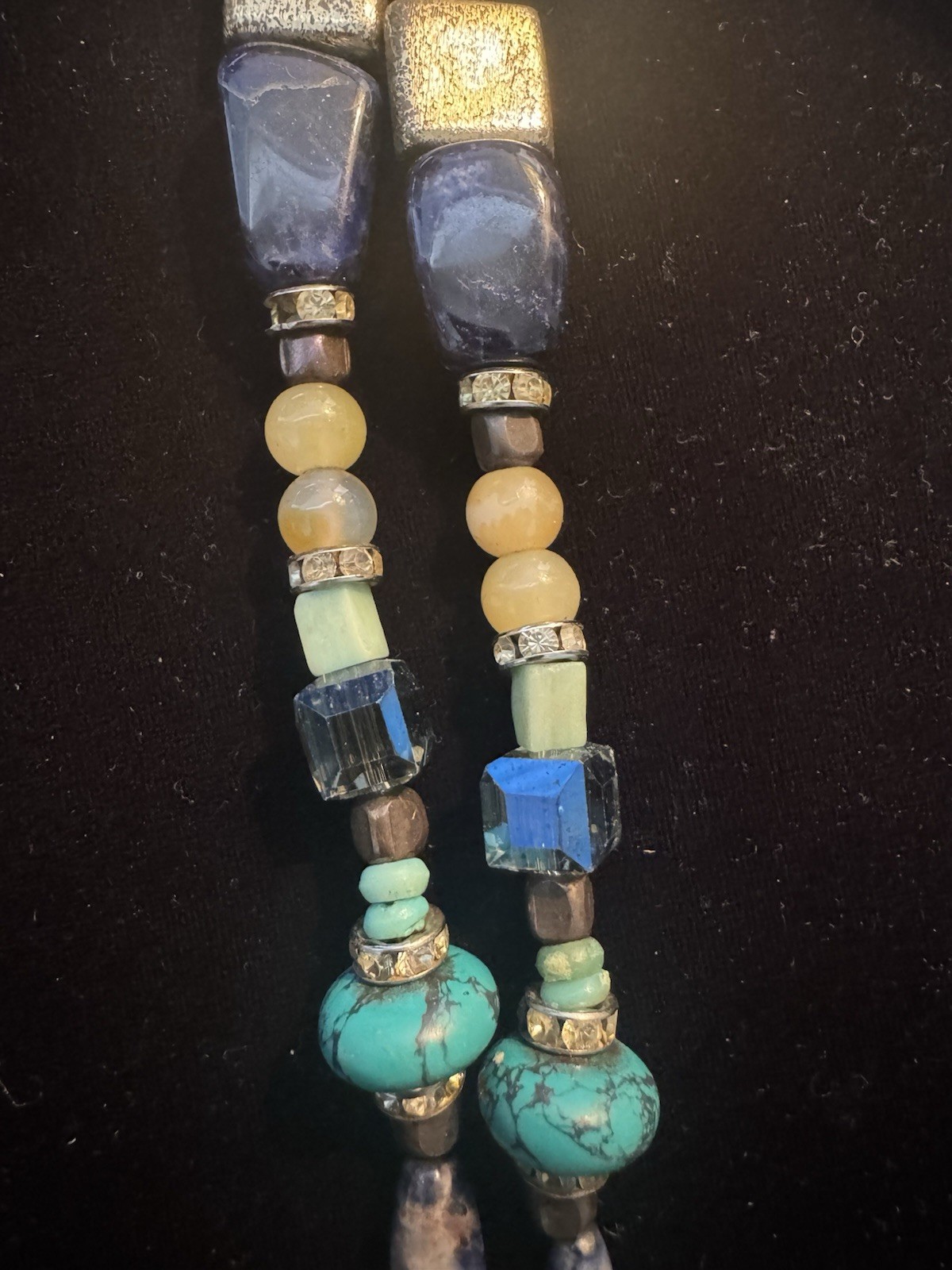 Women’s Vintage Chico’s Beaded Crystal Stone Tassle Tibetan Necklace Style