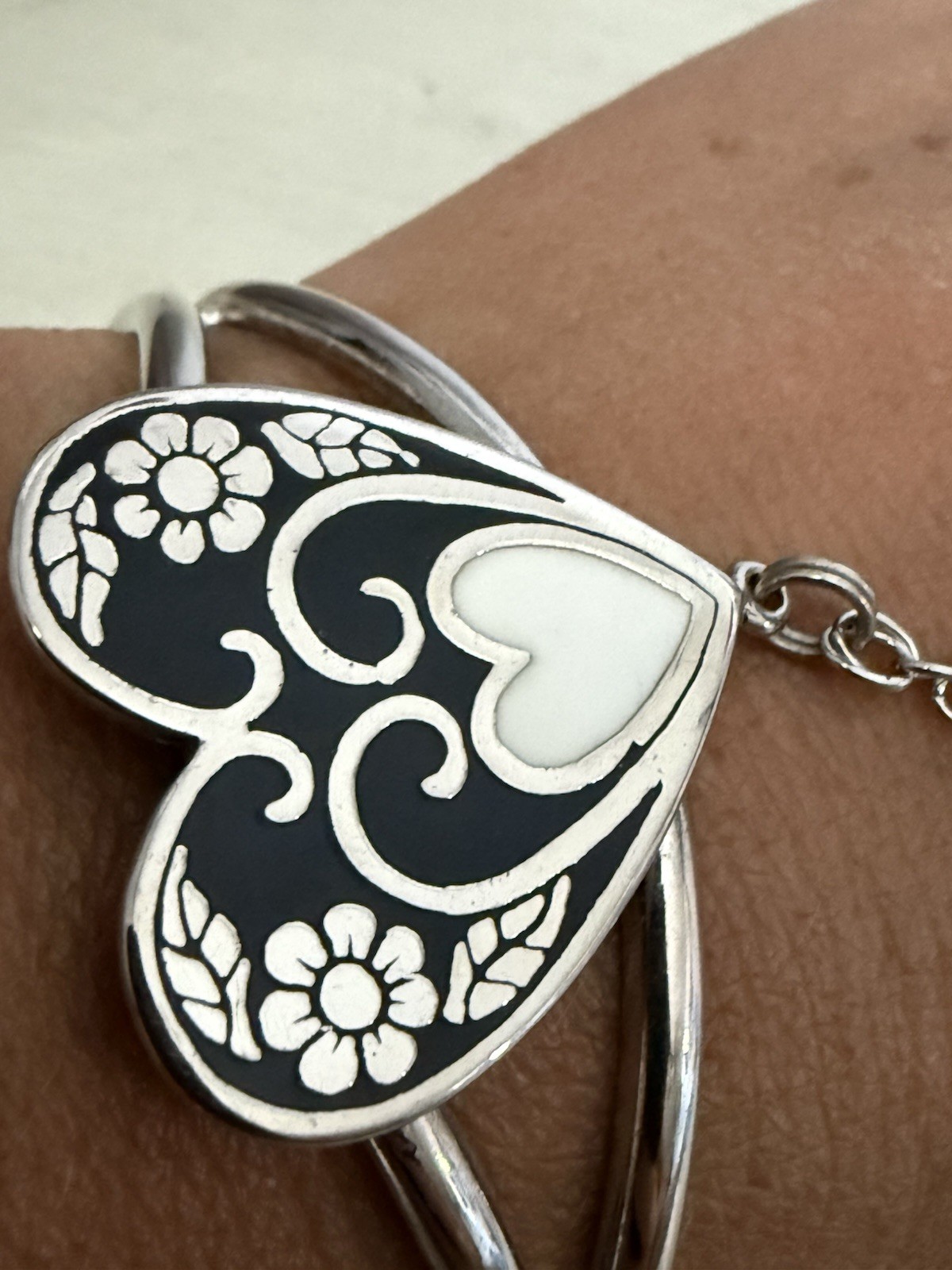 Heart Pendant Beaded Necklace & Heart Slave Bracelet Ring Set Boho Statement
