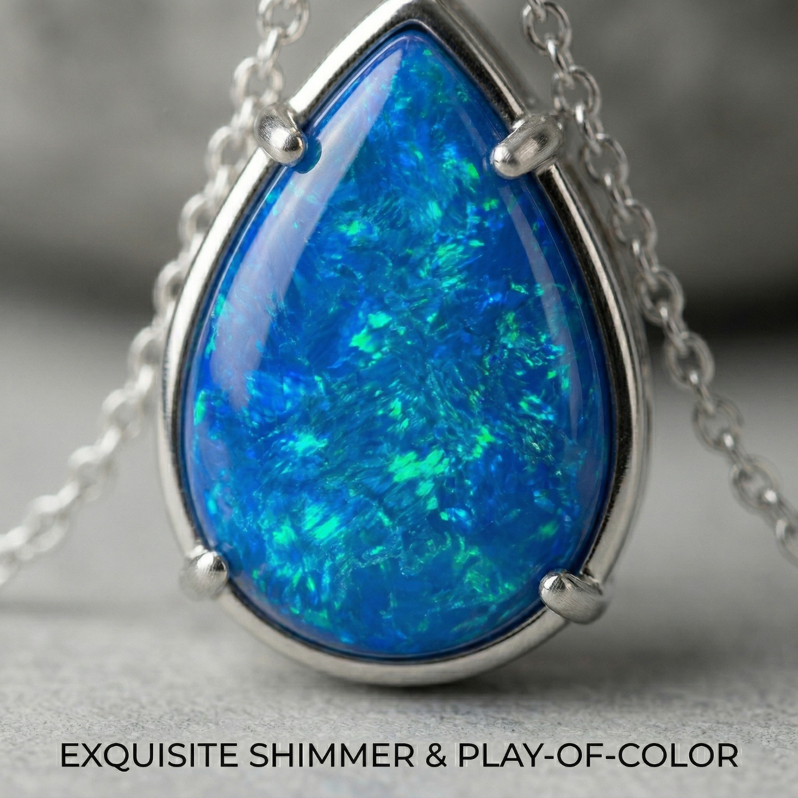 Dainty Opal Teardrop Pendant | Timeless 19in Minimalist Gift for Her