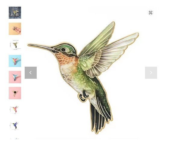 Hummingbird Enamel Brooch Pin Badge Green Blue White Bird Jewellery Gift New