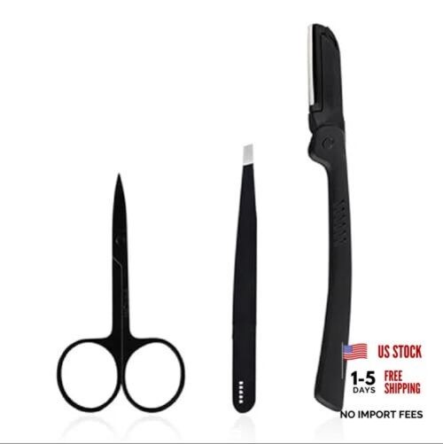 3 in 1 Eyebrow Shaping Tools Set | Stainless Steel Brow Grooming Kit with