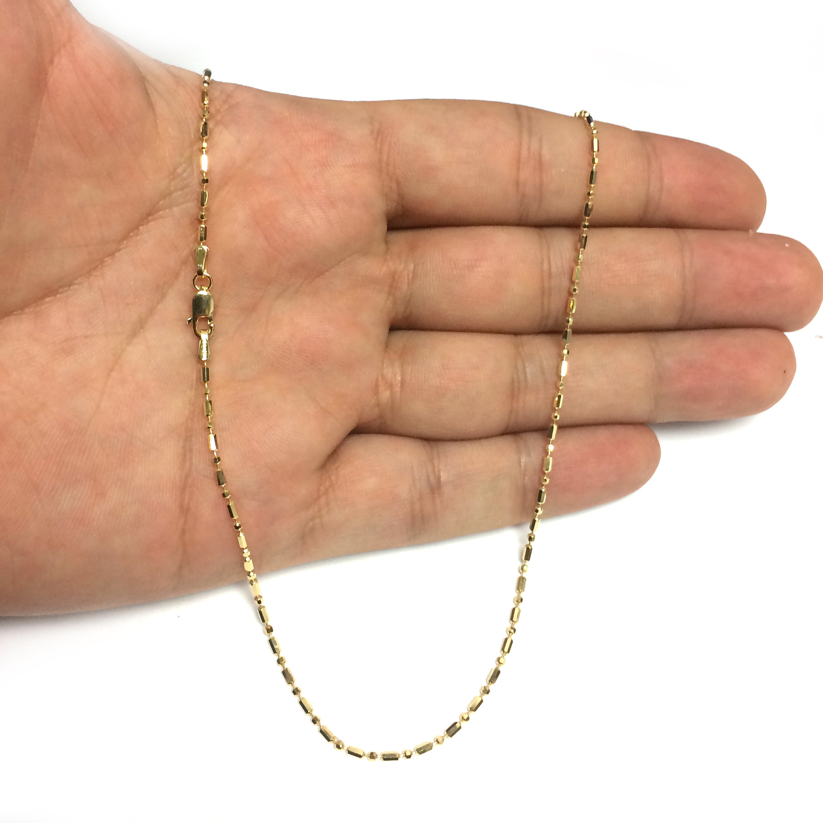 14K Yellow Gold Diamond Cut Bead Chain, Width 1.2mm