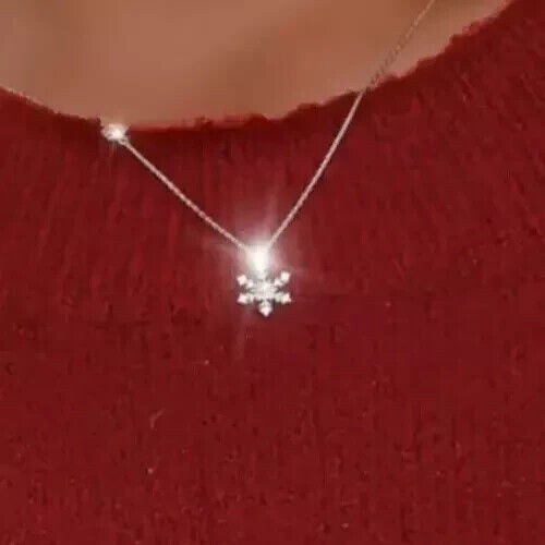 Round Cut Simulated Diamond Stunning Snowflake Necklace In 14K White Gold Plated