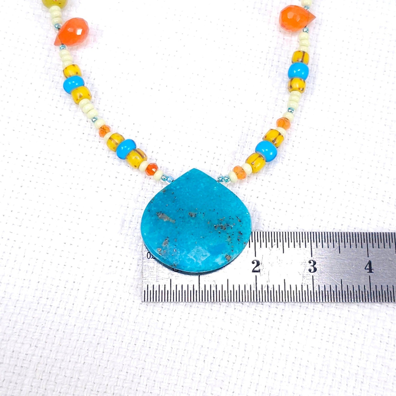 Genuine Turquoise Teardrop Beaded Necklace Southwestern Vibes Artisan Handmade