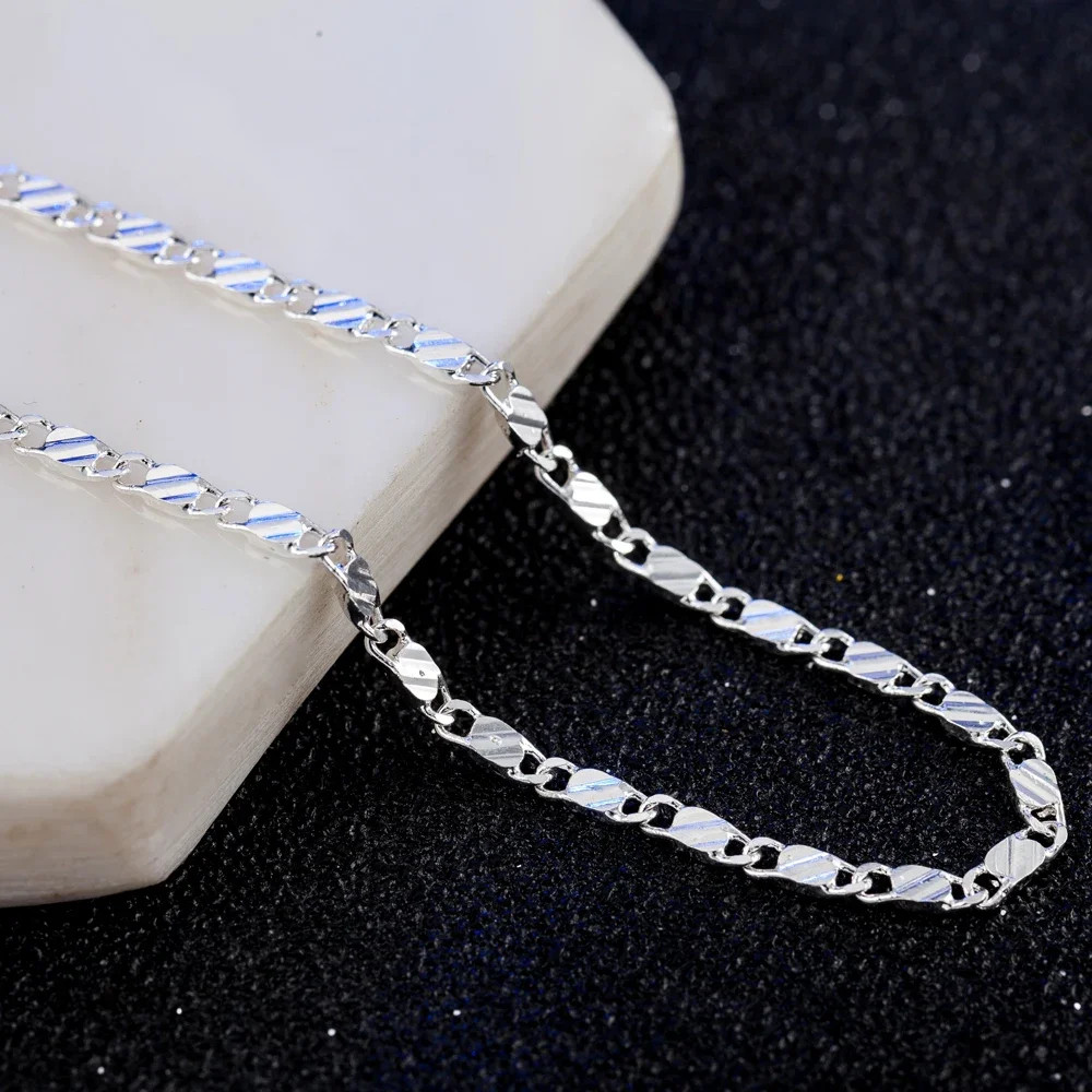 40-75CM 925 Sterling Silver 2mm Charm Chain Necklace Women Man Fashion Jewelry