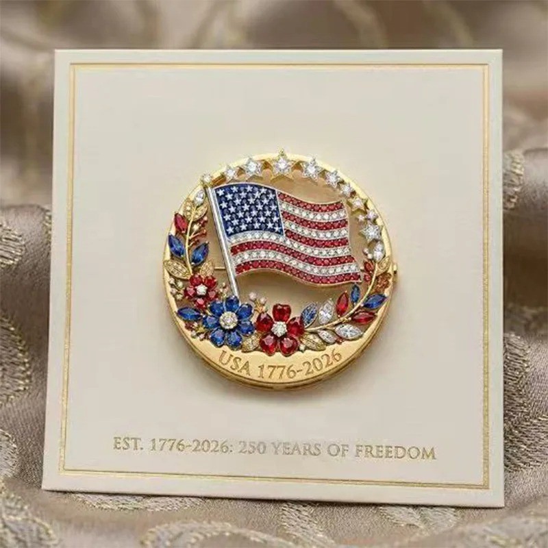 Patriotic American Flag Brooch Pin 250 Years of Freedom USA Men Women Jewelry