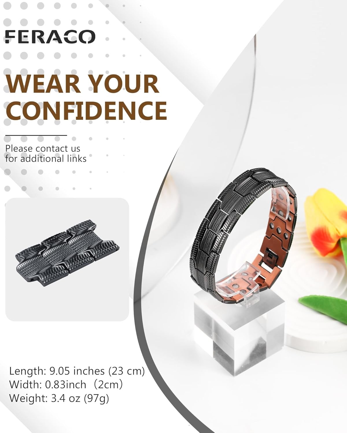 Copper Bracelet for Men 3X Strength,Magnetic Therapy Bracelet Copper Jewelry wit