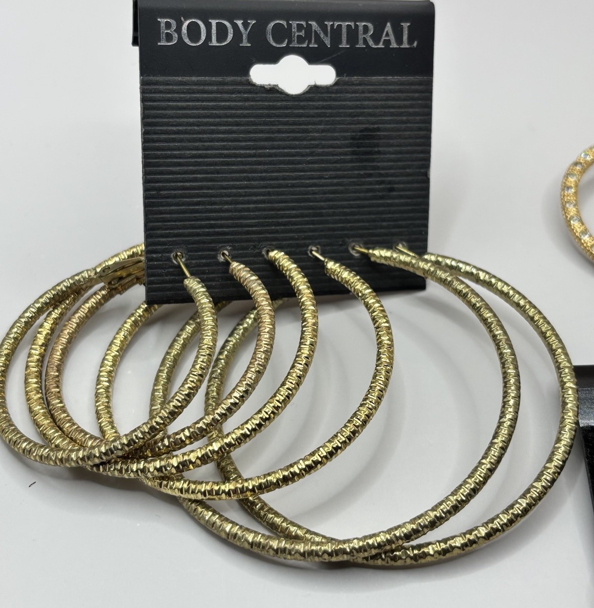 Hoop Earrings Lot Gold Tone Twisted Textured 8 Pair