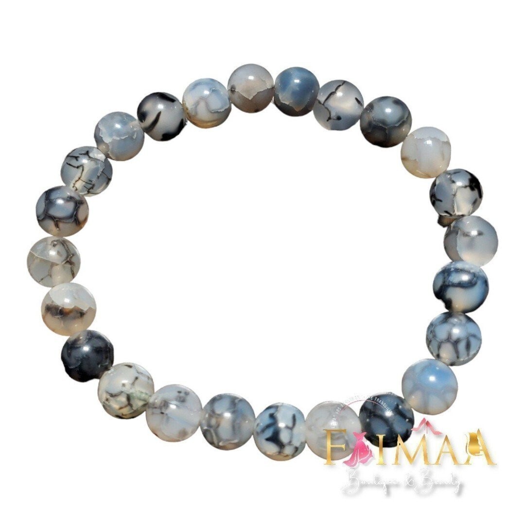 FREE SHIPPING NEW 3PC NATURAL Glass stone Dragon Vein Agate Beads Siz 7-7/2
