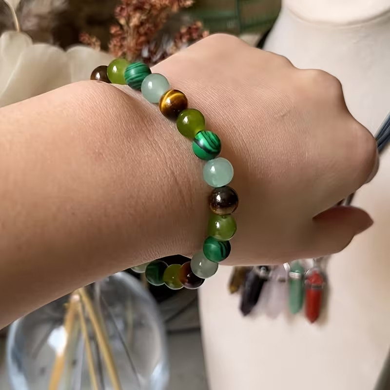 Natural Brown Tiger’s Eye Stone Bracelet Stretchable about 7-8 inch