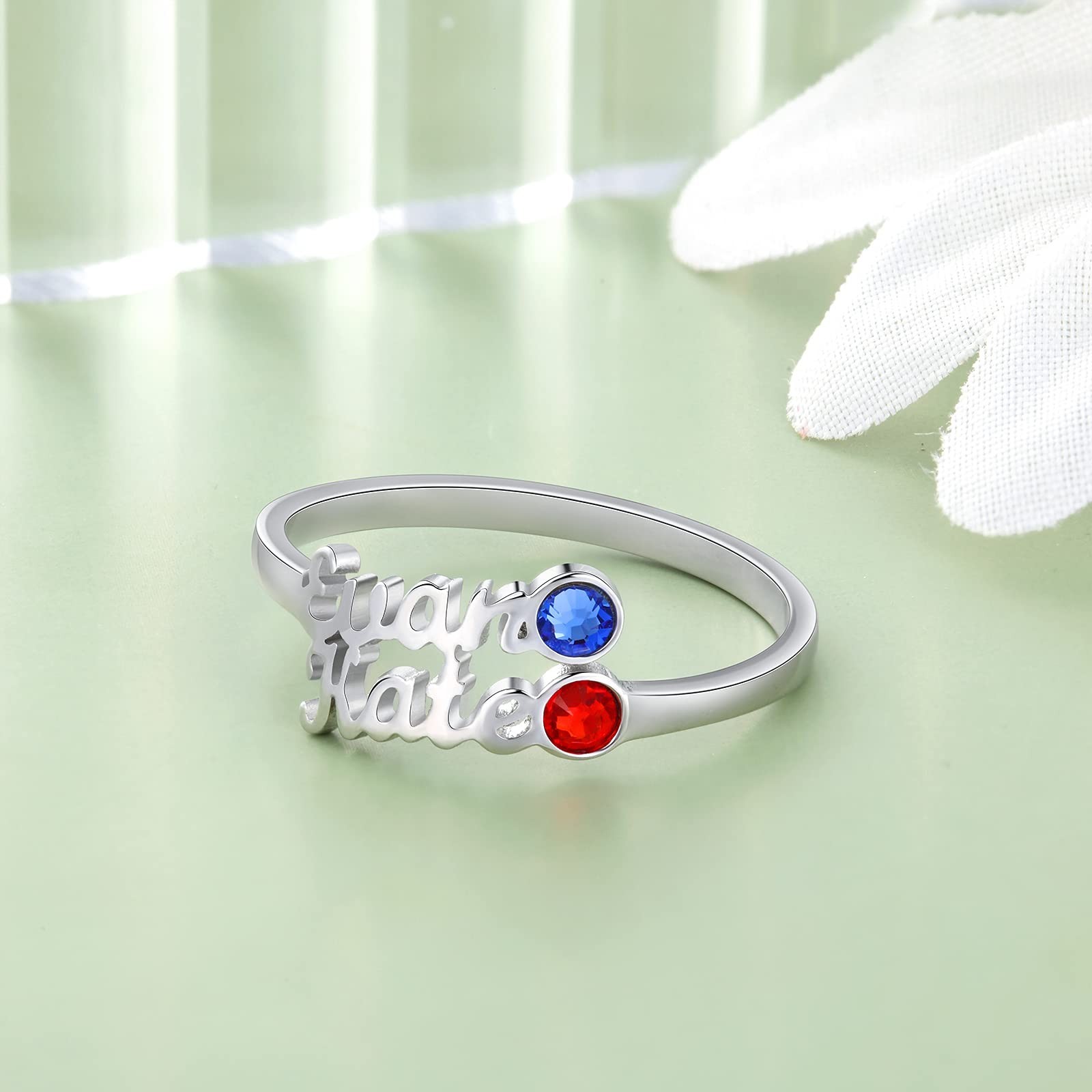 Custom Name Rings for Couples Ring with Birthstones Promise Rings for Women