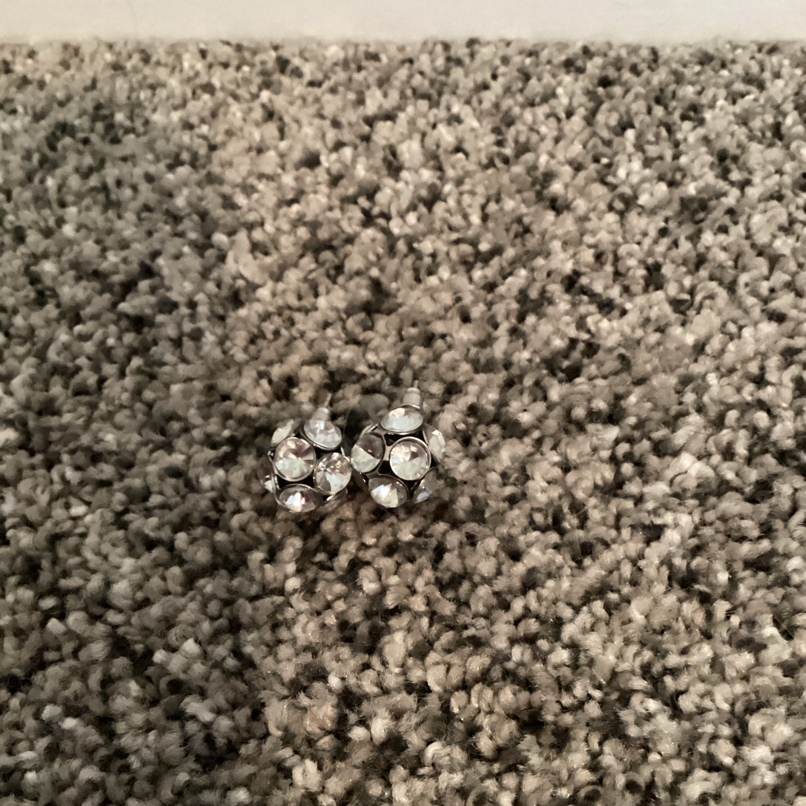 Crystal Cluster Stud Earrings & Panda Face Stud, Silver Black White, Butterfly