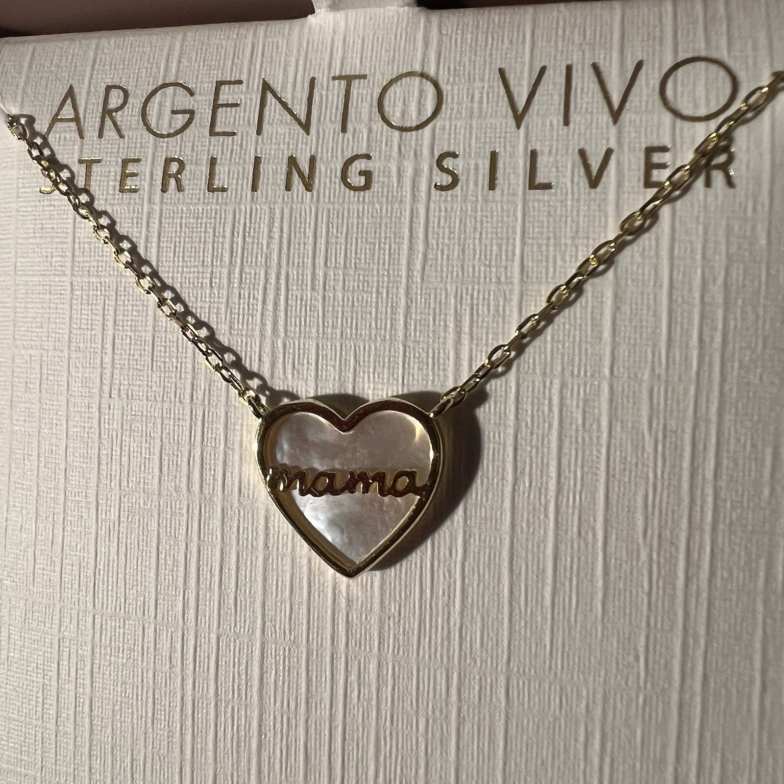 Argento Vivo Necklace Sterling Silver Pendant Mama New Color Gold
