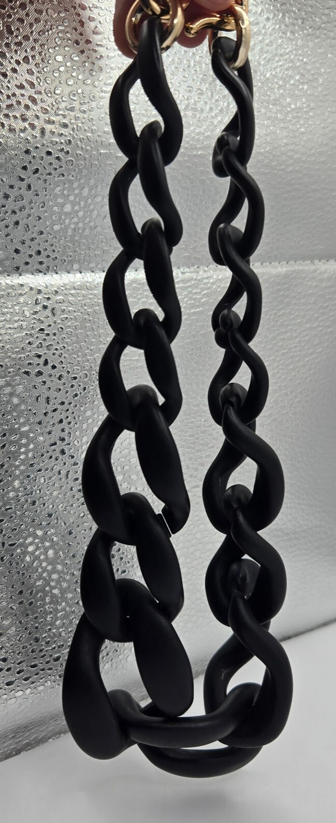 Chunky Link Necklace – Fun Flair Statement Large Black Sweater Chain ~9 in