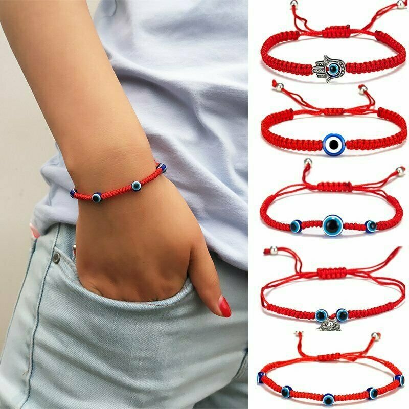 Lucky Evil Eye Beaded Bracelet Handmade Red Rope Adjustable Bangle Jewelry Gifts