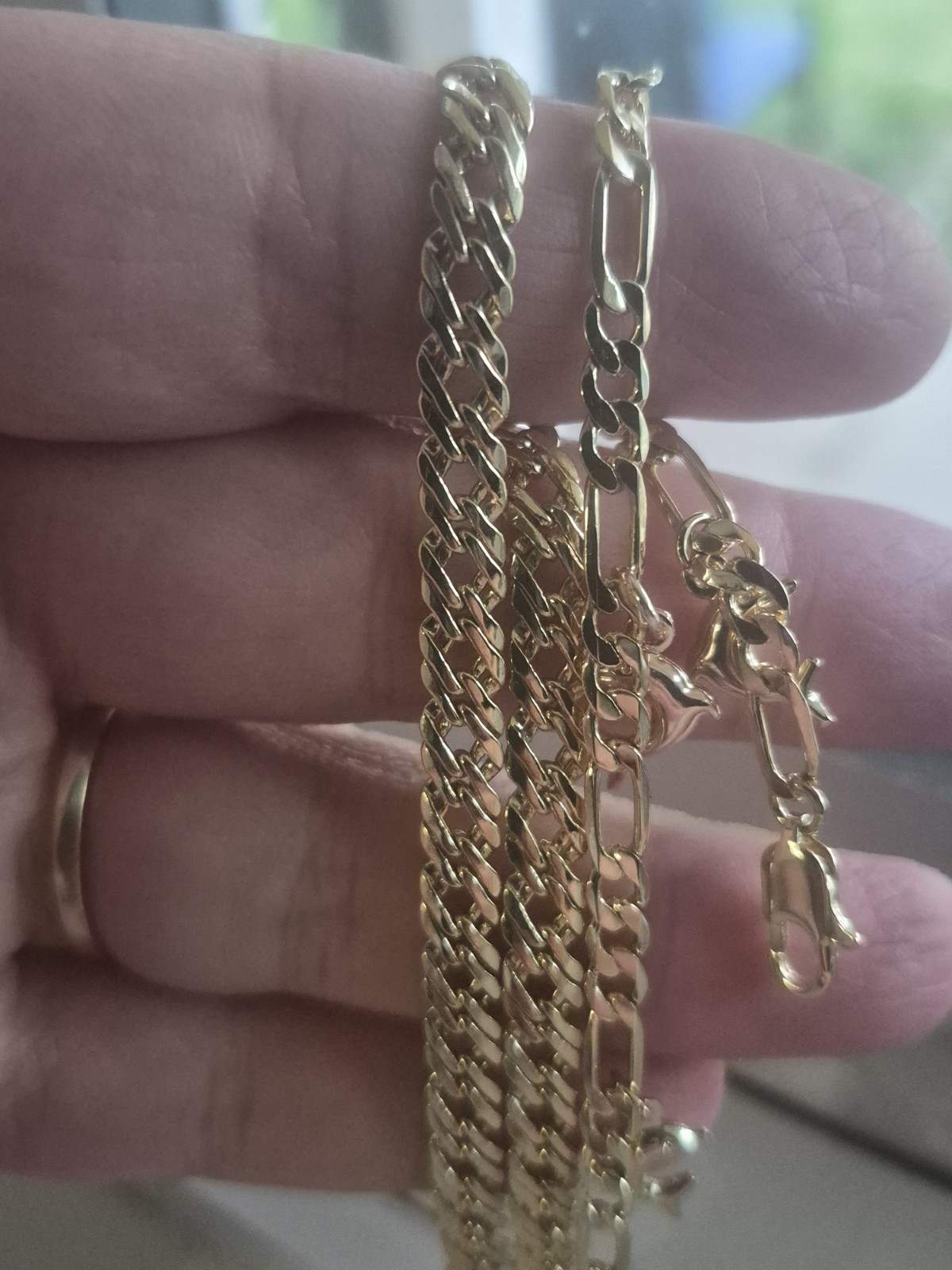 Set Of Two Gold Filled Anklets 9in And 10in Tri-color Dolphins Beachy