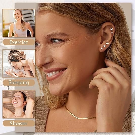 21Pairs Hypoallergenic Surgical Steel Earrings – Flat Back Stud Earrings for …