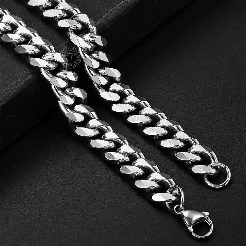 16-36″ Silver Chain 3/5/7/9/11mm Mens Womens Necklace Cuban Curb Stainless Steel