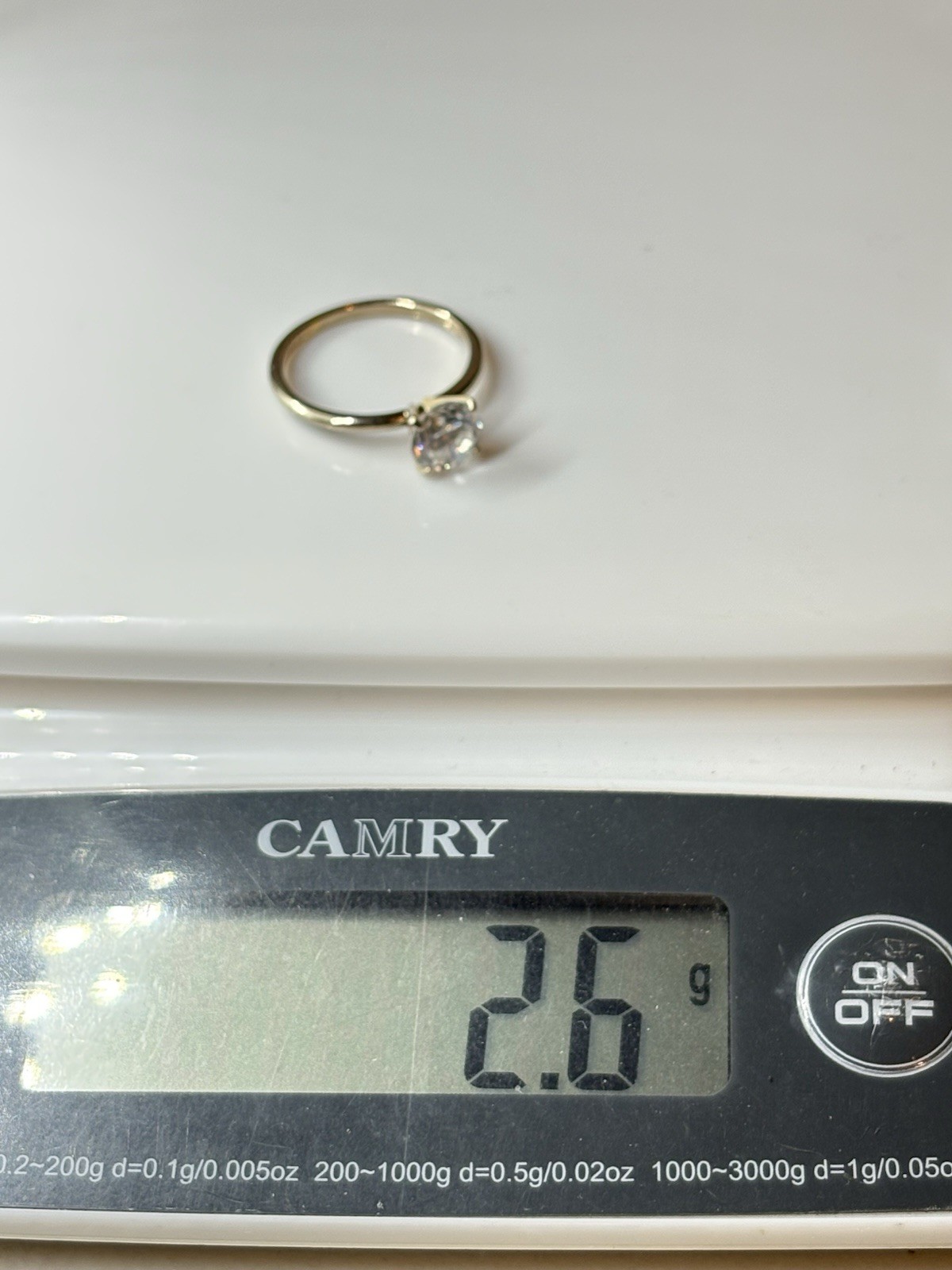 Vintage ESPO Simulated Diamond Ring 14K Gold Electro Plated Solitaire Size 10