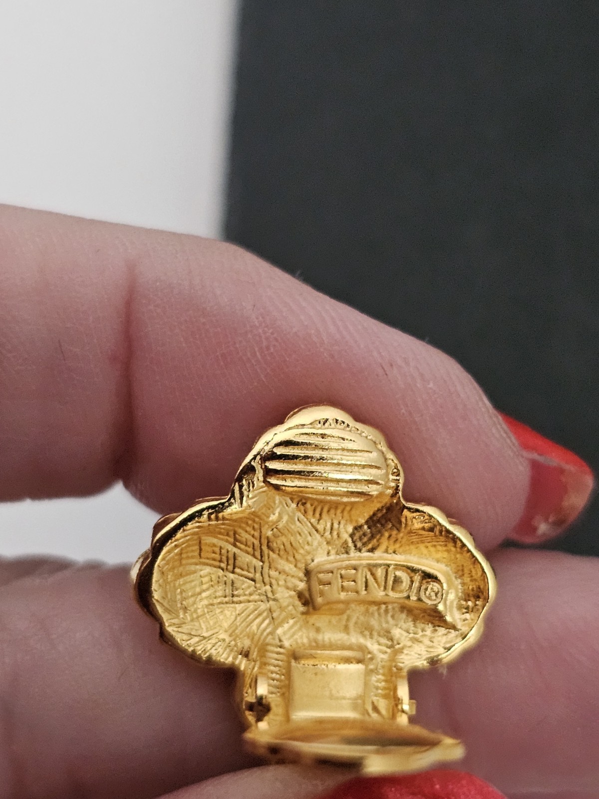 Vintage Fendi Gold Plated Shoe Earring Dangle Clip-on ONLY 1 EARRING