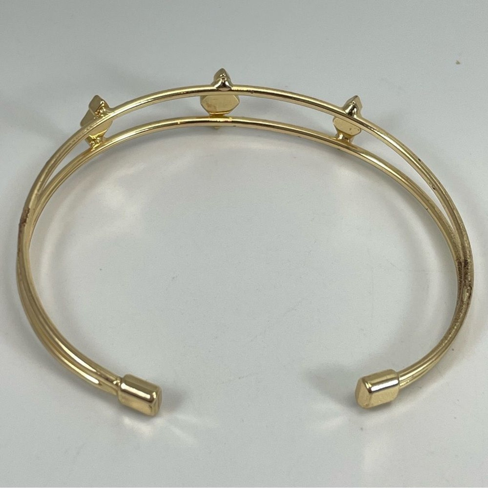 Stunning Gold Tone Whit Rhinestone Dainty Open Cuff Bangle Bracelet Cute Elegant