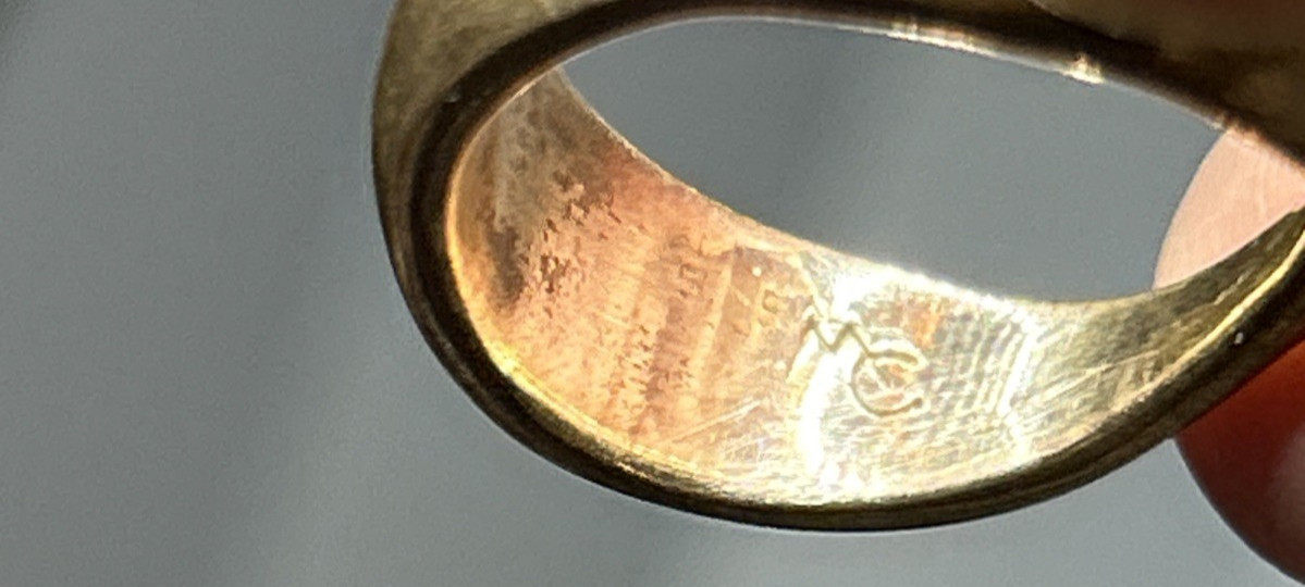 56. Monica Castiglioni MC Bronze Rose gold tone Open Design Ring 13.4g, 6.5-.75s