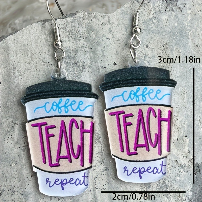 5 Pairs of Teacher-themed Acrylic Pendant Earrings, Featuring Color Palettes