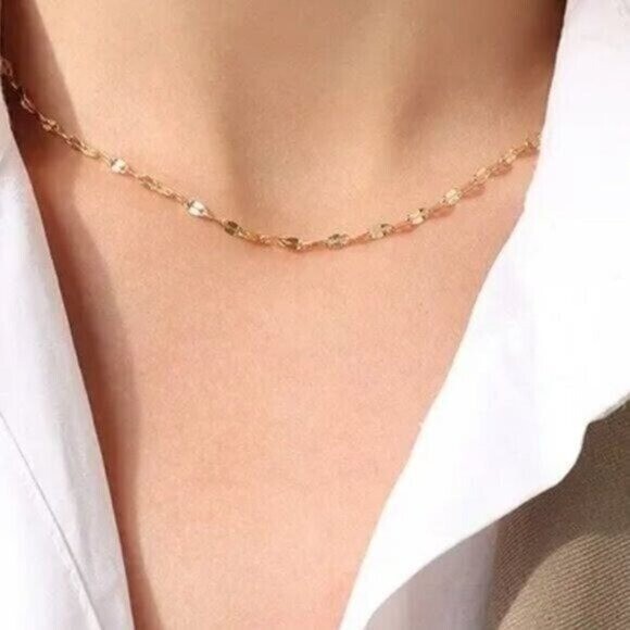 WATERPROOF Gold Chain Necklace Layering Necklace Dainty Gold Sparkle Chain