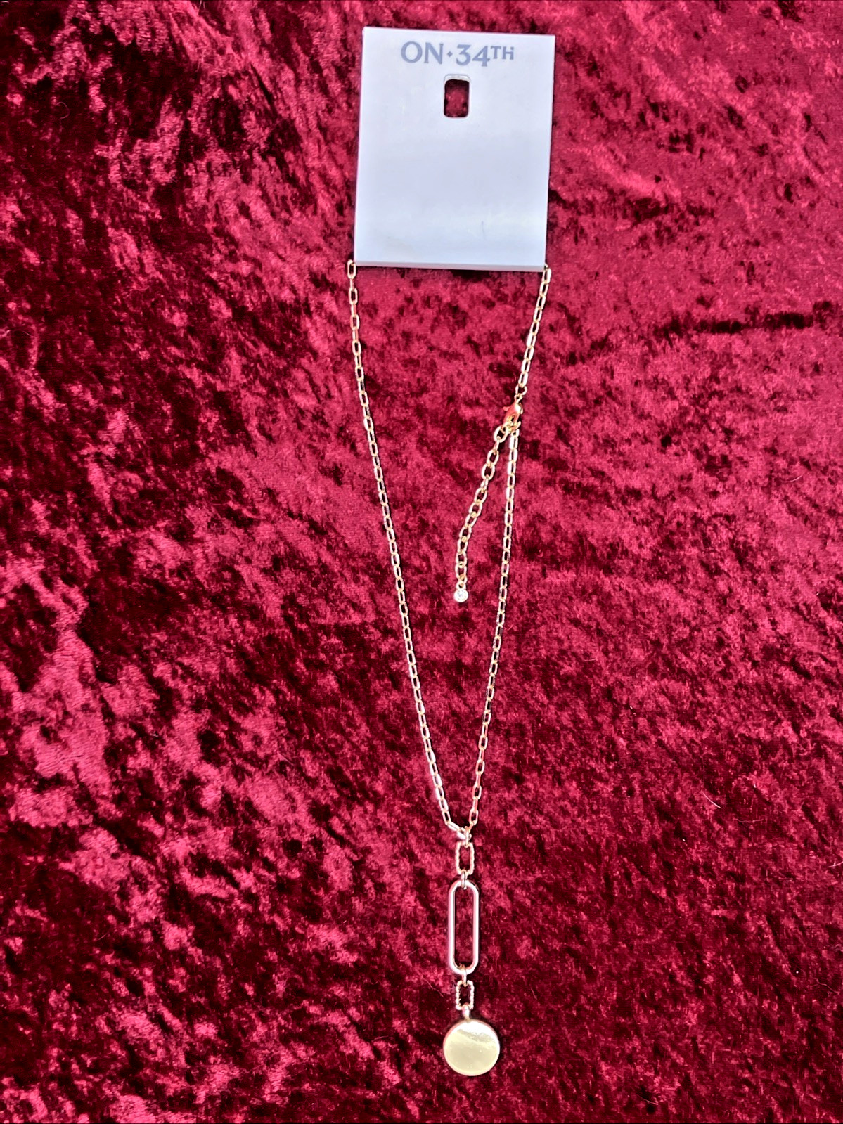 On 34th Gold Tone Twisted Chain Y-Necklace 17in w/ 2 In Ext. NWT $39