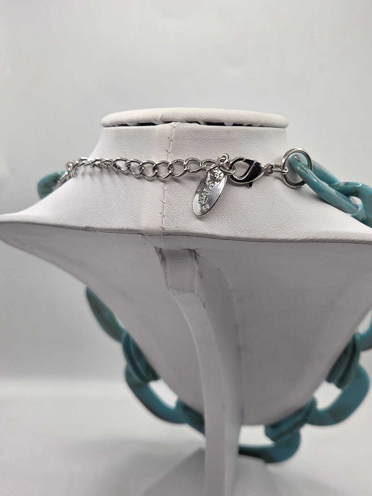 Bocar Resin/ Plastic Chain Link Necklace Chunky Statement Teal/Turquoise
