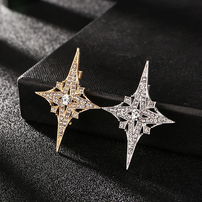 Rhinestone Star Brooch for Men Women – Crystal Lapel Pin Badge Gift