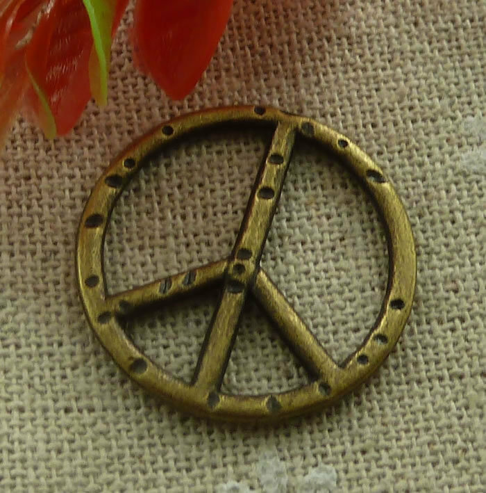 Free Ship 84 pcs Antique bronze peace symbol charms 25mm L-2021