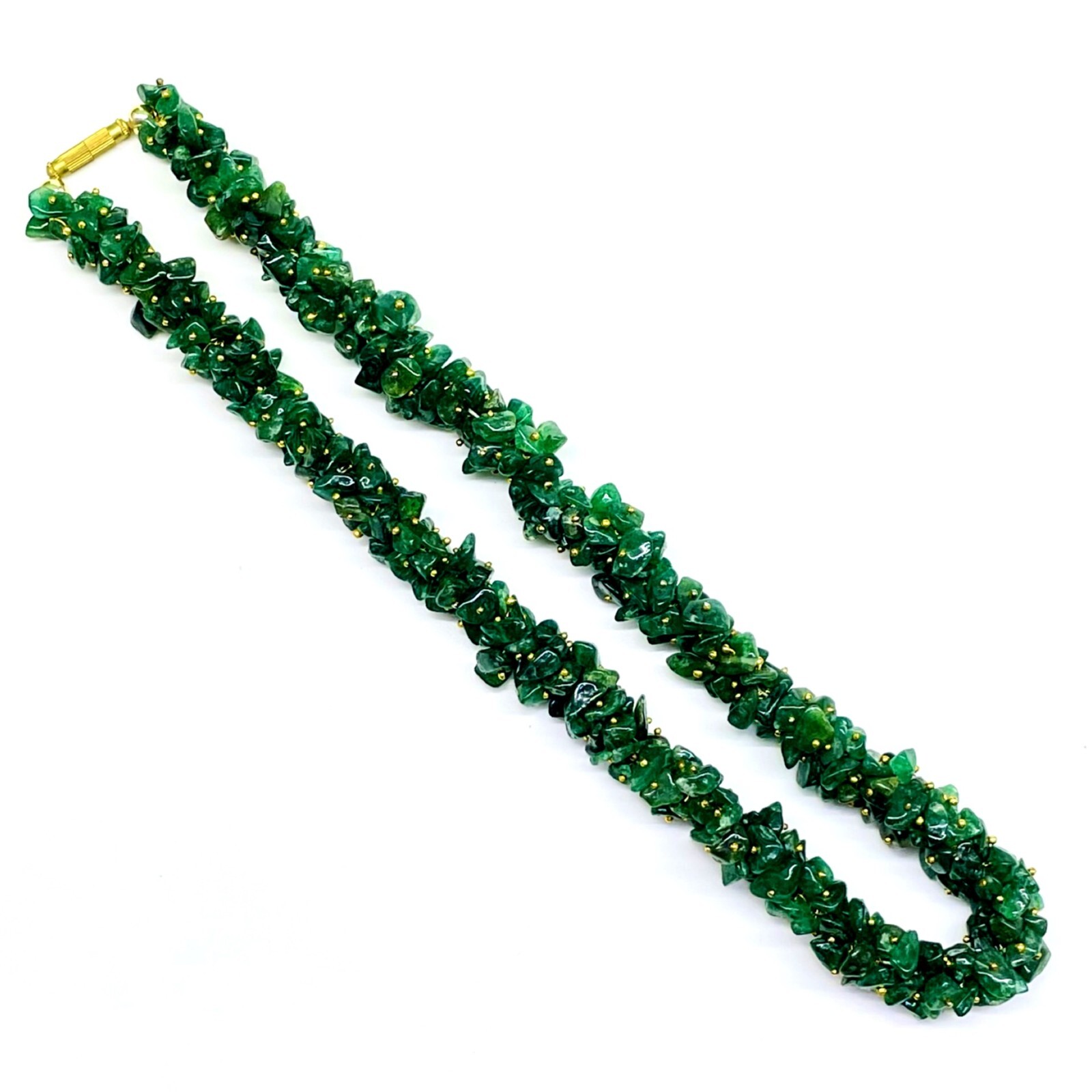 18 Inch Natural Aventurine Quartz Rich Green Boutique Designer Beaded Necklace