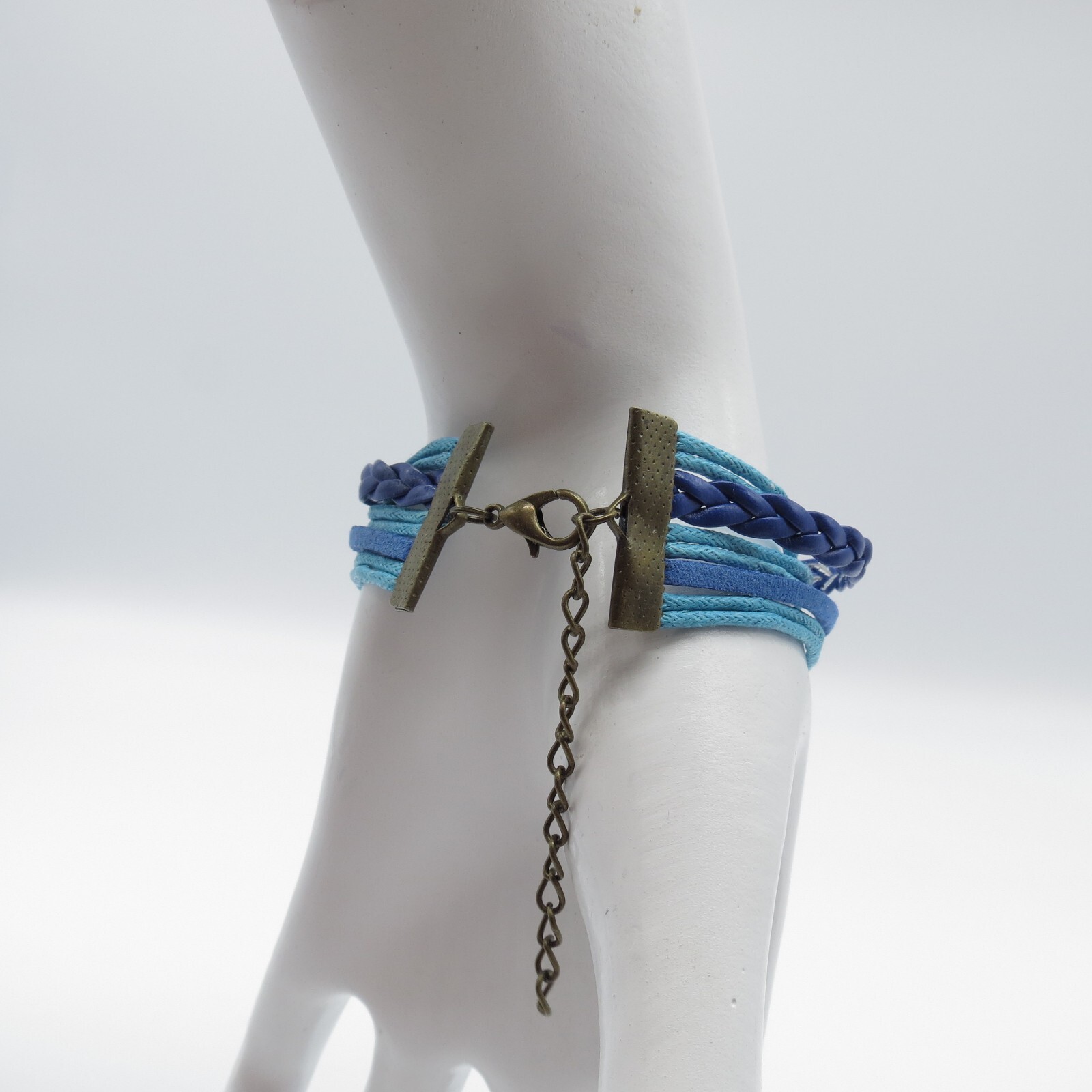Blue Hope Charms Bracelet Multi Strands Nautical Boho Everyday Wear 6.25″