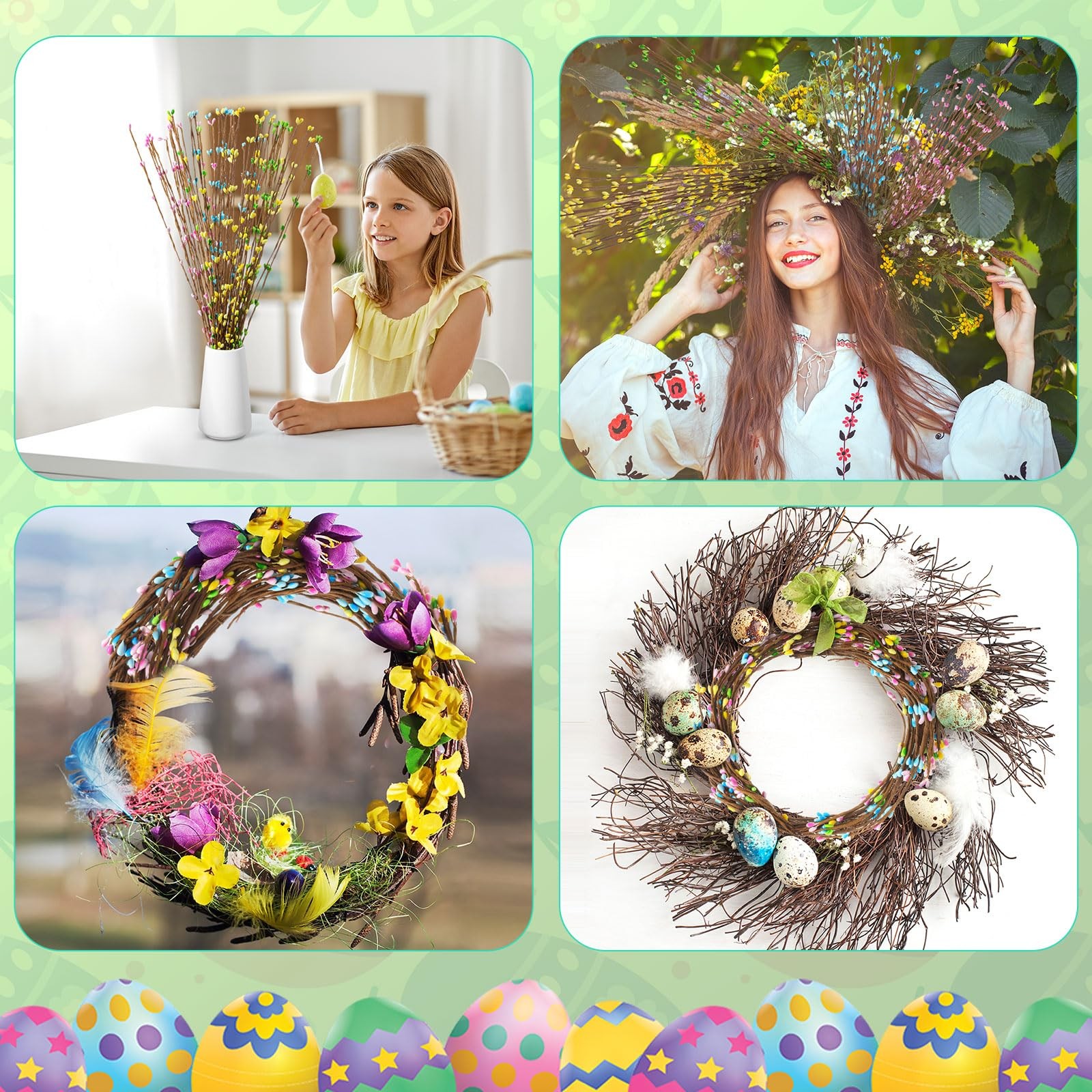 Juinte 32 Pcs Easter Artificial 40 cm / 15.7 inches (L x W x H), 4 Colors