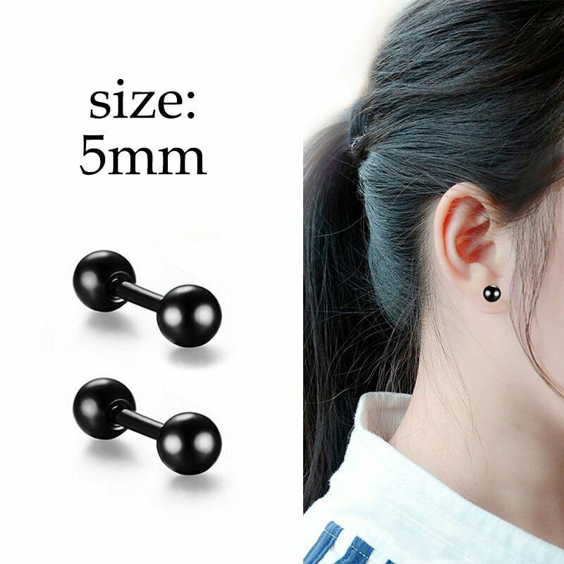 16pcs Earrings Stud Stainless Steel Punk Piercing Men Hoop Gothic Unisex US