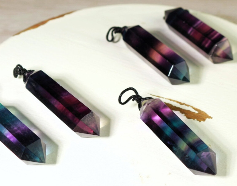 Rainbow Fluorite Stone Pendant Handmade Necklace Manifestation Stone Reiki Gift