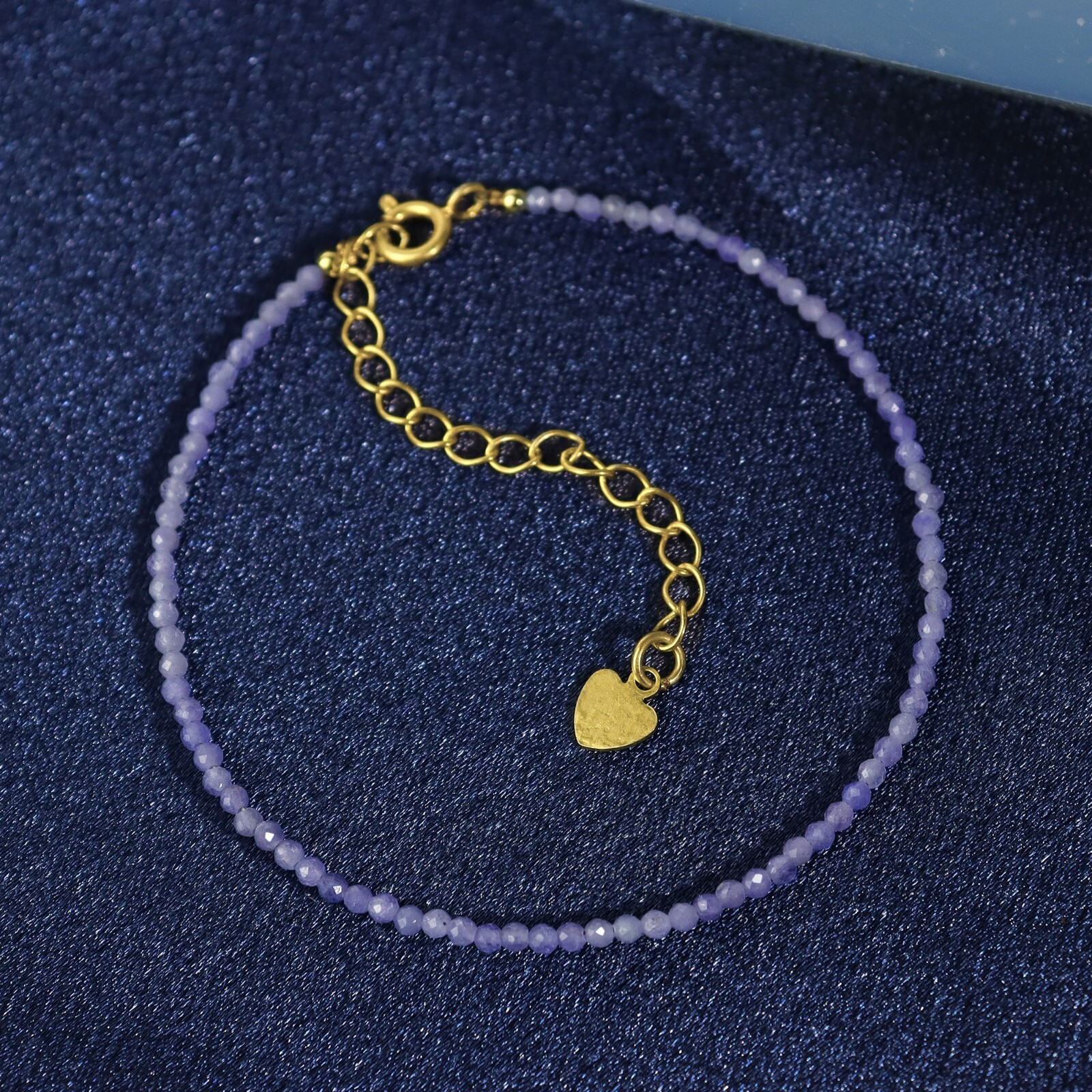 Tanzanite Gemstone 2mm Beads Healing Balance Reiki Women Silver Bracelet Gifts