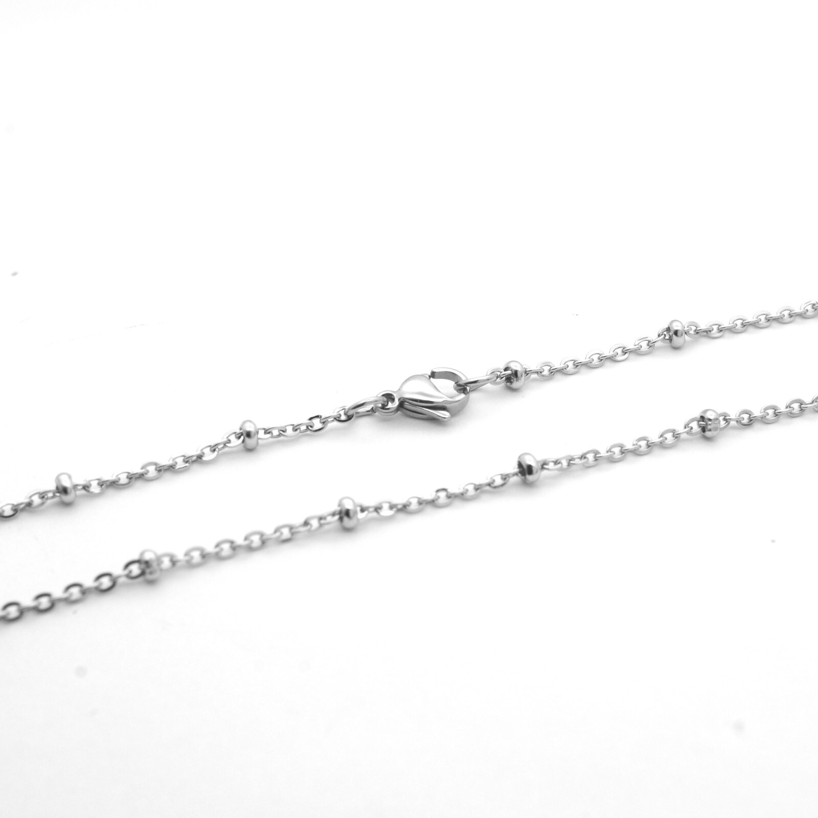 2mm Silver Stainless Steel O-link Pendant Necklace Lobster Clasp Satellite Chain