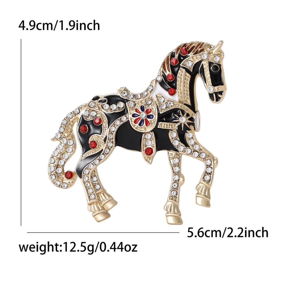 Mardi Gras Ornate Enamel Carousel Horse Brooch Pin Rhinestone Equestrian Jewelry